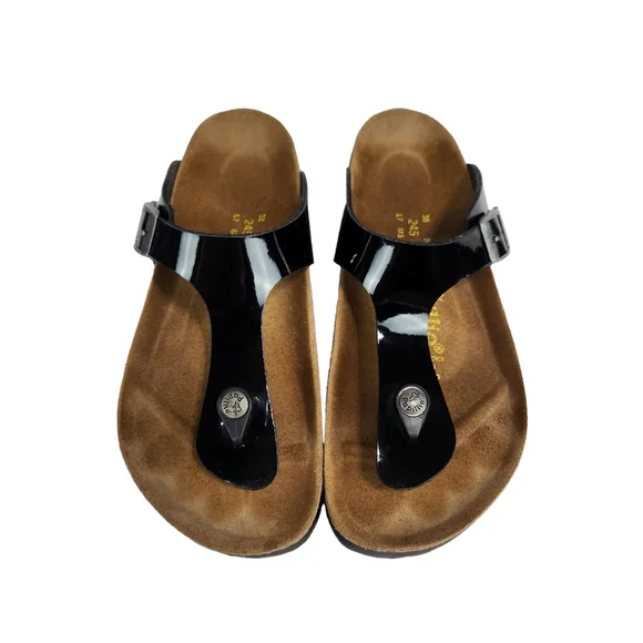 Birkenstock Papillo Gizeh Platform Vegan Black Patent Sandals Size Women's 7 - Picture 8 of 10